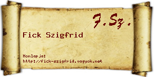 Fick Szigfrid névjegykártya